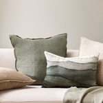 Cassia Moss Feather Inner 55x55cm Linen Cushion