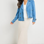 Heritage Storm Blue Cropped Denim Trench Jacket