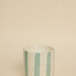Blue Stone Stripe Small Ceramic Soy Wax Candle