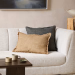 Cassia Nori Charcoal Feather Inner 55x55cm Linen Cushion