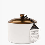 Hygge Tobacco + Vanilla Ceramic Small Candle Brass Lid 140g HW Fragrance - Candle, Diffuser, Room Spray, Oil Paddy Wax