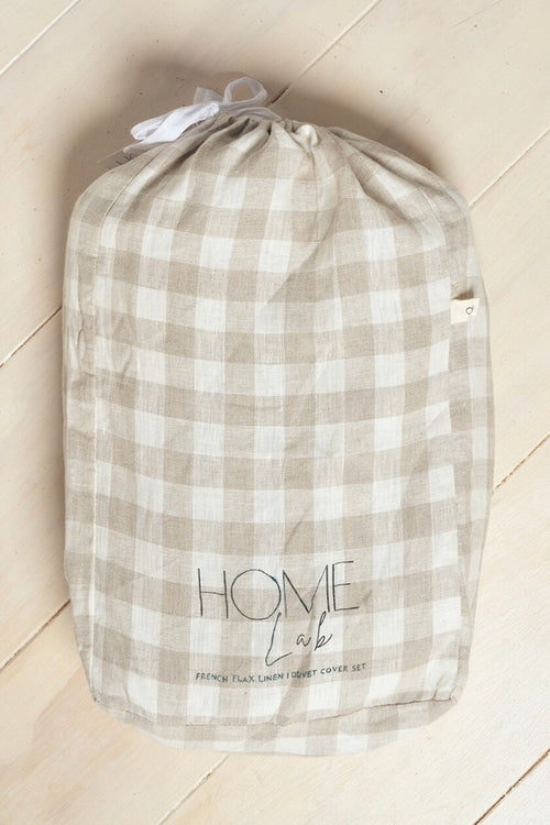 gingham linen duvet