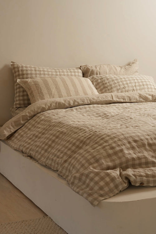 gingham linen duvet