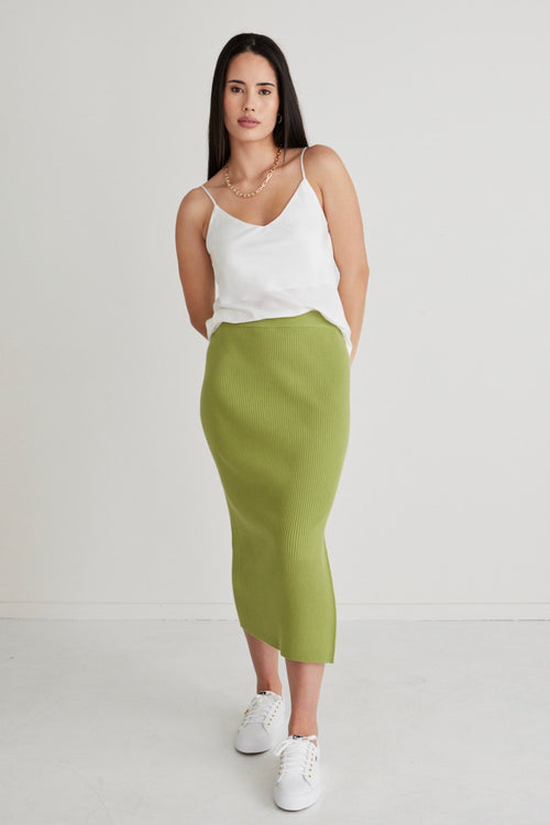 Possibility Green Rib Knit Skirt WW Skirt Among the Brave   