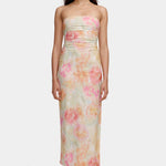 Keke Hazy Bloom Blush Strapless Midi Dress