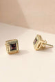 Sirius Square Gold with Black Garnet Stone Stud EOL Earrings