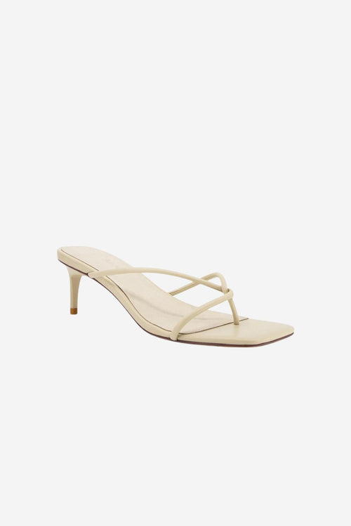 Chrissy Parchment Thin Strap Mule Heel ACC Shoes - Heels Solsana   