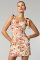 Vaughn Pink Vintage Floral Tie Mini Dress