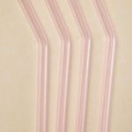 Pink Straight Reuseable Pk 4 Glass Drinking Straws