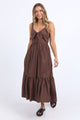 Esmerelda Chocolate Frint Tie Tiered Maxi Dress