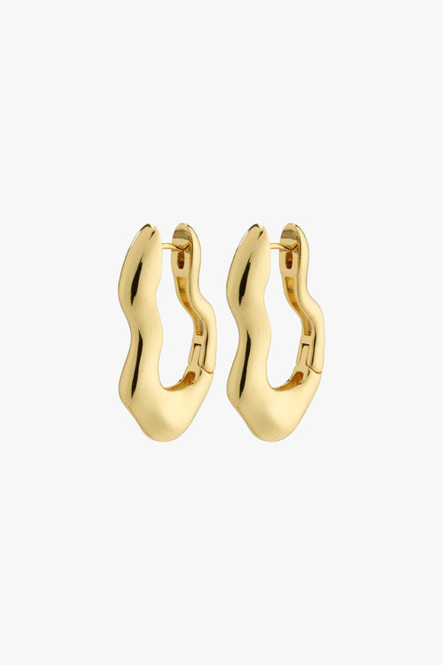 Wave Recycled Wavey Hoops Gold-Plated Earrings ACC Jewellery Pilgrim   