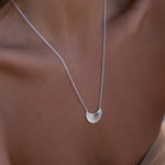 Moonbeams Sterling Silver Plate with Mint Stone Necklace