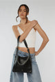 Otto Black Grain Vegan Leather Slouch Bucket Bag