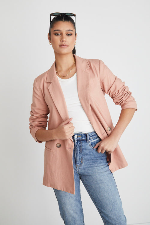 Constant Blush Linen Blazer WW Blazer RE:Union   