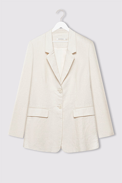 Aster Ivory Linen Single Breasted Longline Blazer WW Blazer RE:Union   