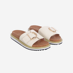 Nellie Cream Buckle Slide ACC Shoes - Slides, Sandals Nude   