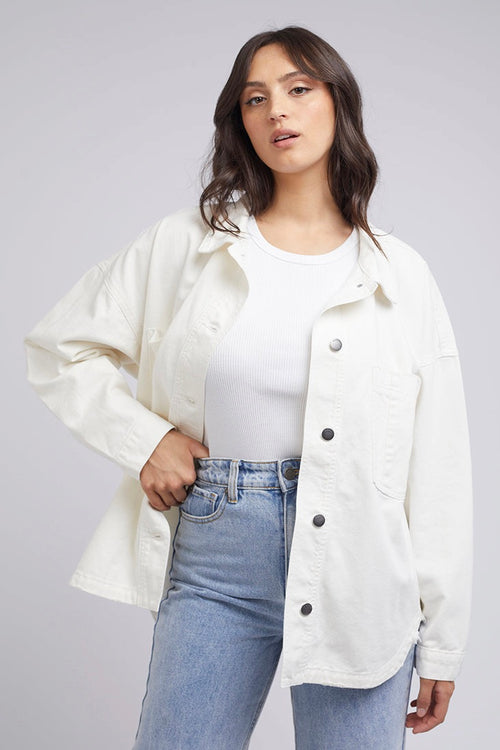 Dale Vintage White Denim Shacket WW Jacket All About Eve   