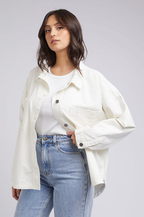 Dale Vintage White Denim Shacket WW Jacket All About Eve   