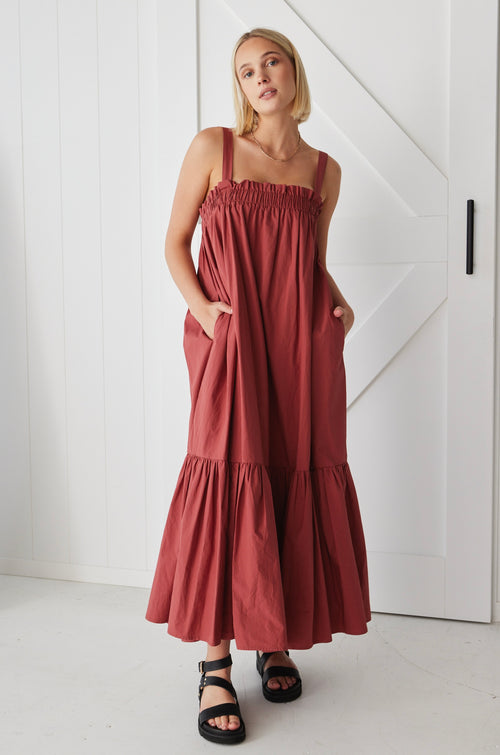 Louella Terracotta Louella Strappy Maxi Dress WW Dress By Rosa.   