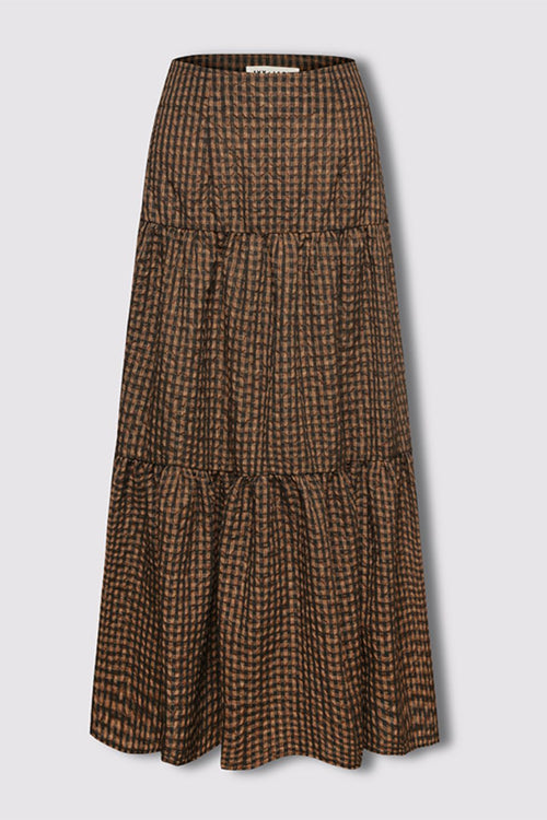 Stella Toffee Gingham Tiered Midi Skirt WW Skirt Ivy + Jack   