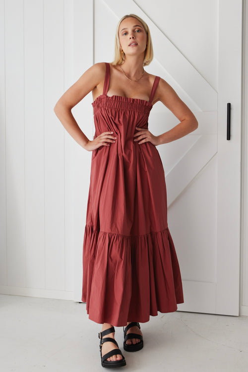 Louella Terracotta Louella Strappy Maxi Dress WW Dress By Rosa.   