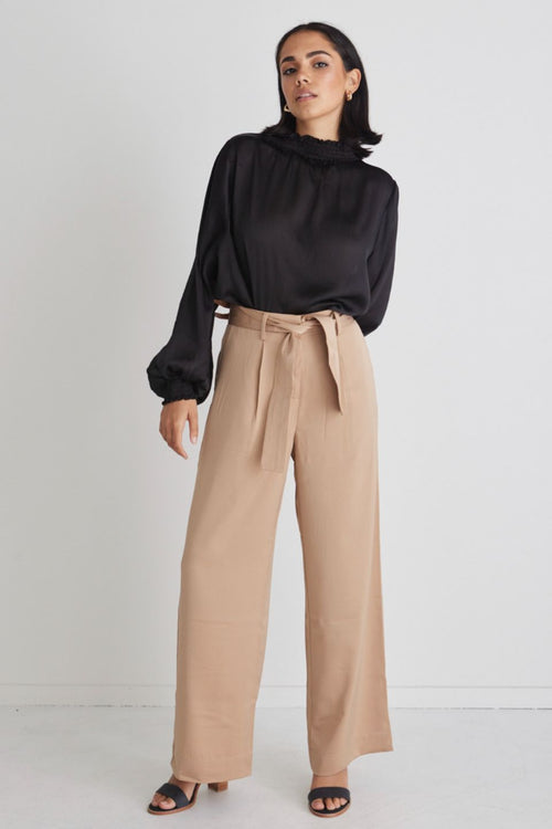 Seductive Champagne Satin Wide Leg Satin Pants WW Pants By Rosa.   