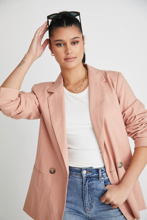 Constant Blush Linen Blazer WW Blazer RE:Union   