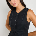 Polarity Black Ramie Crew Neck Fitted Vest