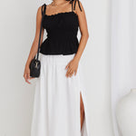 Aquarius White Linen Tiered Split Front Maxi Skirt WW Skirt Ivy + Jack   