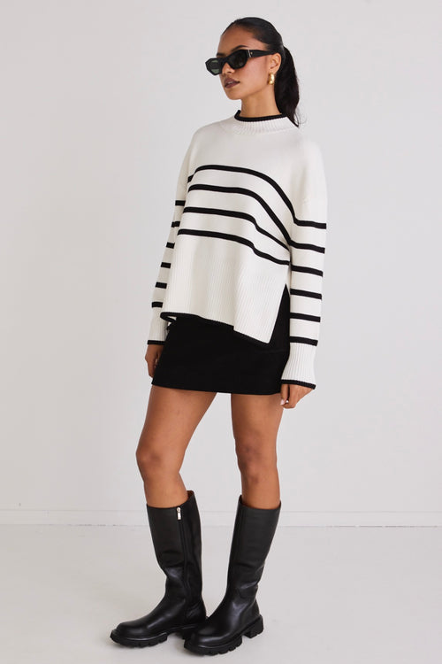 shop white stripe knit