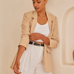 Aster Desert Sand Linen Single Breasted Longline Blazer WW Blazer RE:Union   