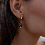 Aura 18k Gold Plate with Herkimer Quartz Hoop Earring