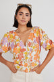 Believer Fruity Floral SS V Neck Top