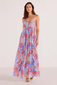 Belle Blue Spring Blooms Ruffle Maxi Dress