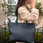 Milan Black Leather Tote Bag