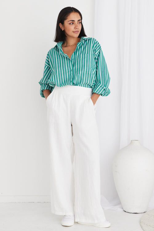 California Green Stripe Poplin Oversized Shirt WW Shirt Stories be Told   