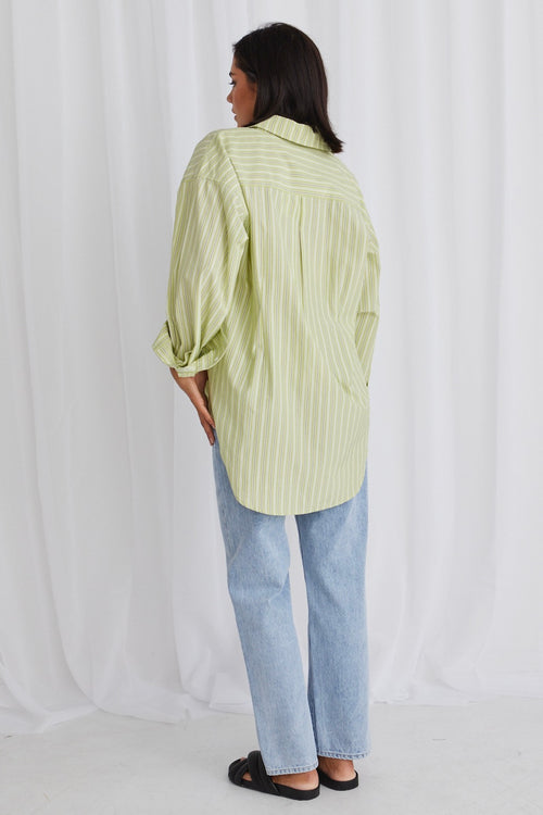 California Pistachio Stripe Oversized Shirt WW Shirt Stories be Told   