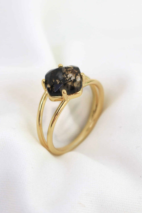 Calming 18k Gold Plate with Herkimer Quartz Medium Ring ACC Jewellery Love Lunamei   