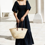 Captivate Black Cotton Puff Sleeve Tiered Midi Dress WW Dress Ivy + Jack   