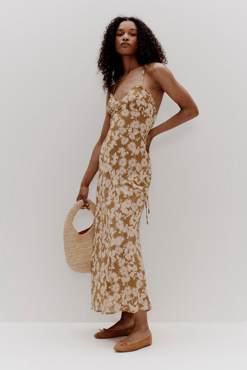 Model wears a Floral Slip Dress