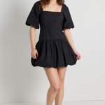 Composure Black Puff Short Sleeve Bubble Mini Dress