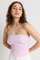 Conceptual Pink Lilac Linen Blend Strapless Top