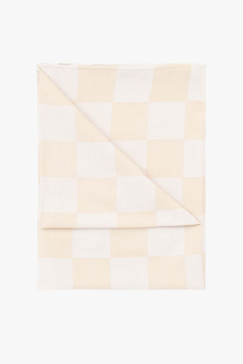 beige check towel