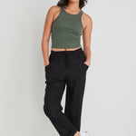 Cruise Black Linen Tapered Jogger WW Pants Among the Brave   