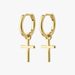 Daisy Recycled Cross Gold Hoop Earrings ACC Jewellery Pilgrim   