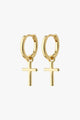 Daisy Recycled Cross Gold Hoop Earrings