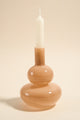 Double Bubble Milky Beige 17cm Glass Taper Candle Holder