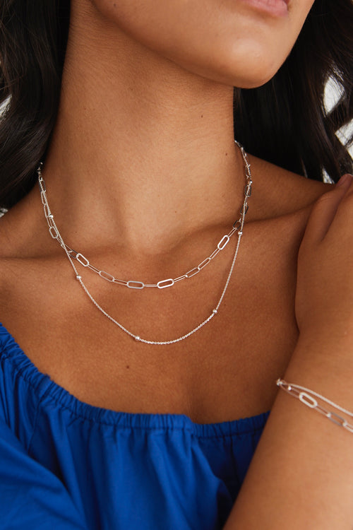 Double Link Chain Silver Necklace ACC Jewellery Georgia Mae   