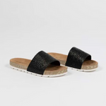 Dream Black Raffia Slide