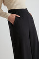 Effortless Black Viscose Deep Band Wide Leg Pant